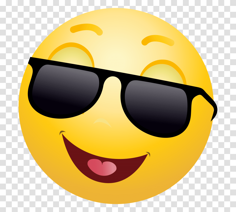 Smiling Emoticon With Sunglasses, Accessories, Label, Helmet Transparent Png
