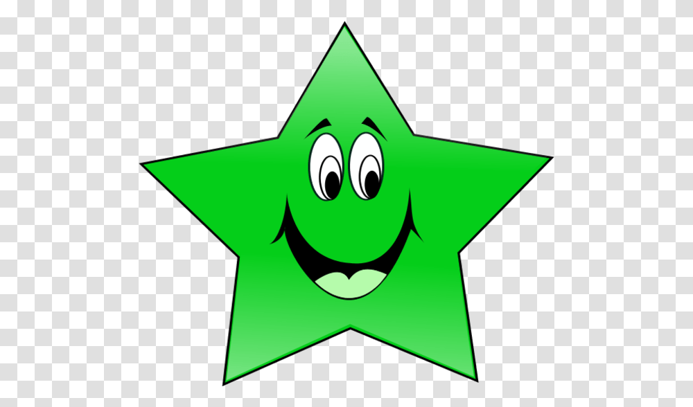 Smiling Eyes Clipart Green Star With Face, Star Symbol, Recycling Symbol Transparent Png