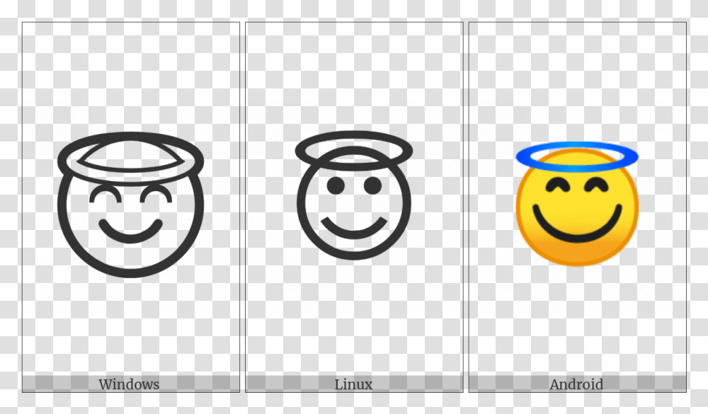 Smiling Face With Halo On Various Operating Systems Smiley, Angry Birds, Pac Man Transparent Png
