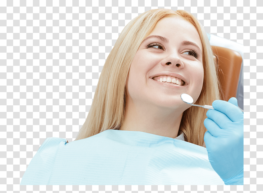 Smiling Female In Dentist Chair Looks At Nearby Dentist Girl, Person, Human, Mouth, Lip Transparent Png