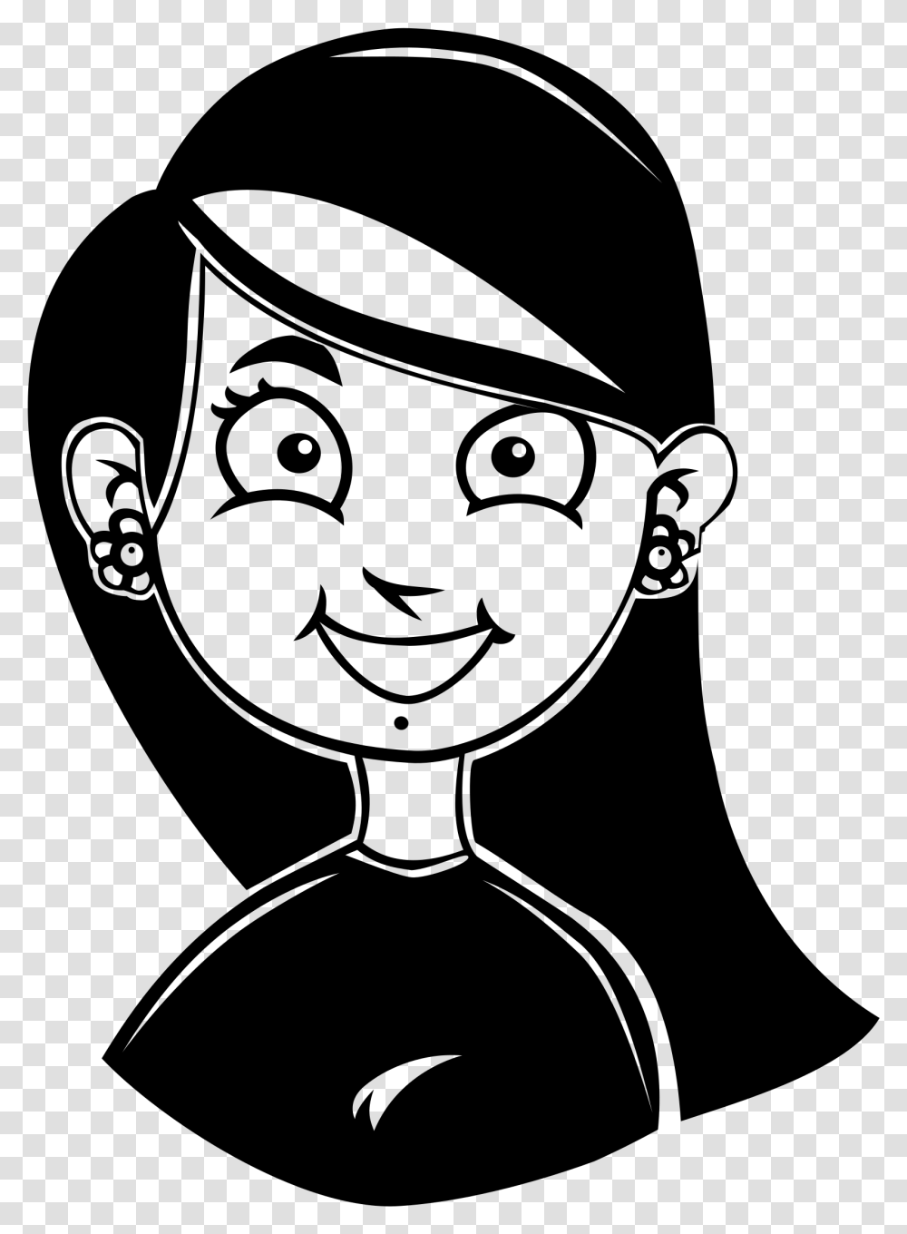 Smiling Girl Black Clip Arts Smiling Girl Face Clipart Black And White, Gray, World Of Warcraft Transparent Png