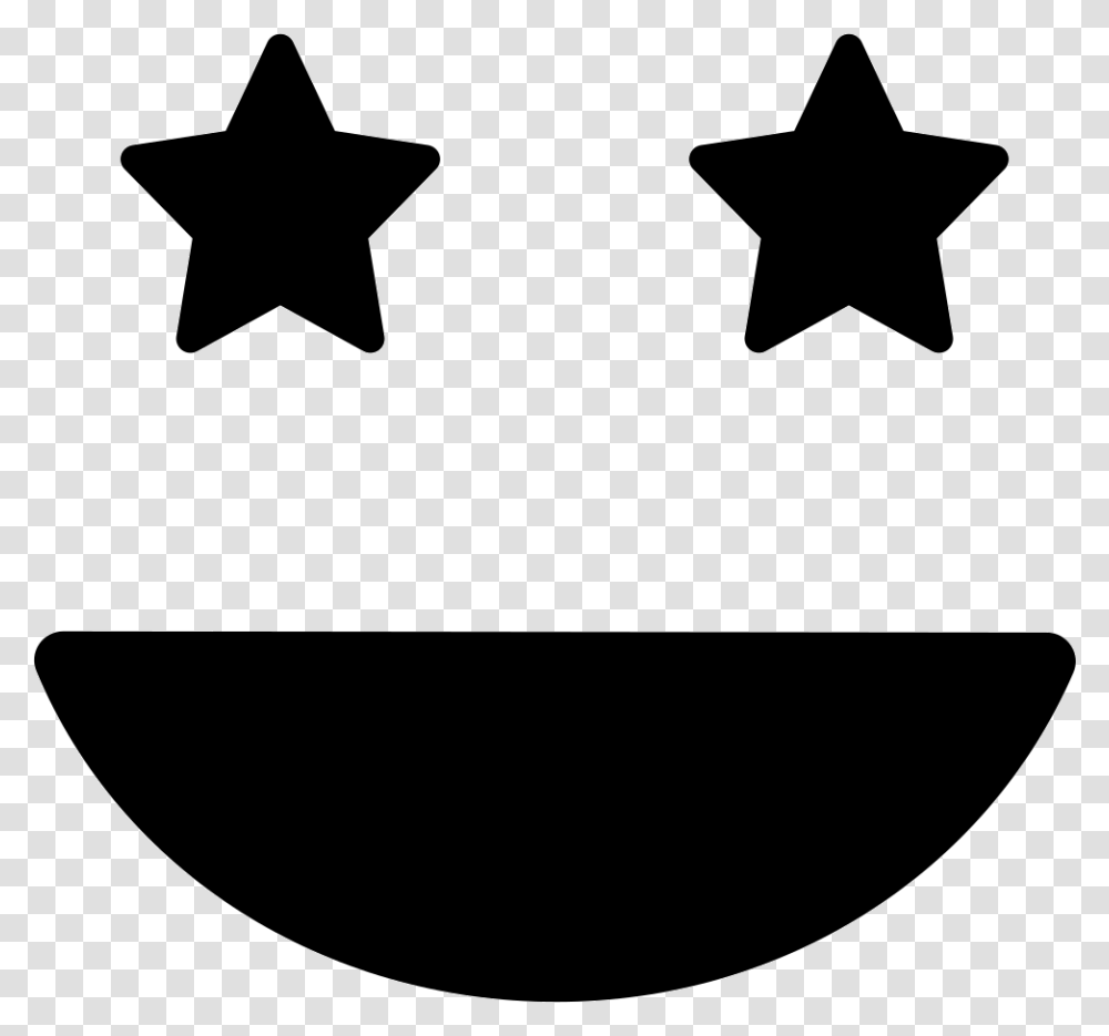 Smiling Happy Emoticon Square Face With Eyes Like Stars You Hurt Your Girlfriend, Star Symbol, Silhouette Transparent Png