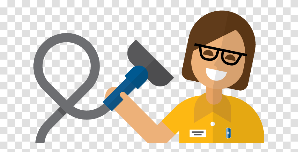 Smiling Housekeeper Cartoon, Tool, Hammer, Glasses, Accessories Transparent Png