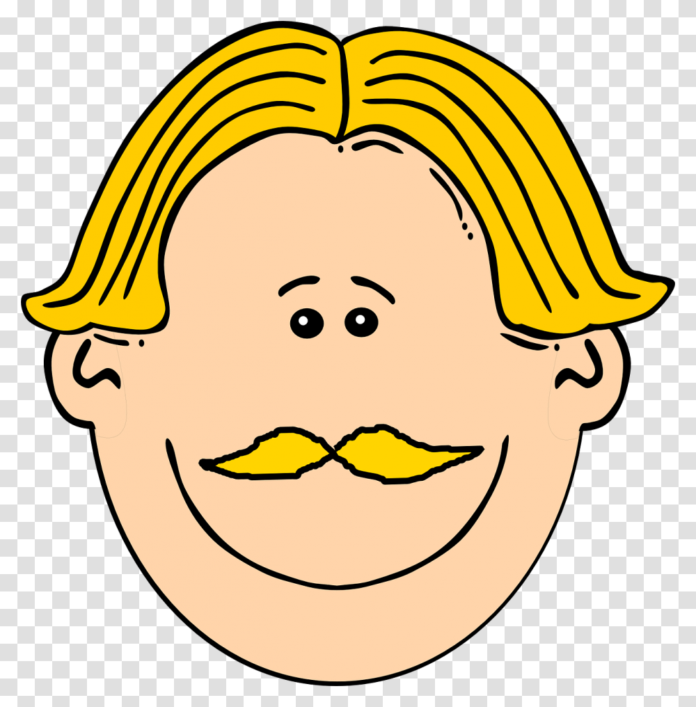 Smiling Man With Blond Hair And Mustache Svg Clip Arts Blonde Haired Man Clipart, Label, Face, Banana Transparent Png