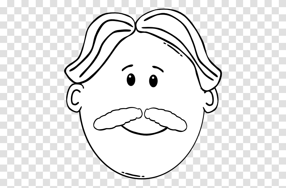 Smiling Man With Mustache Outline Svg Clip Arts Funny Cartoon Faces, Stencil, Head, Drawing, Portrait Transparent Png