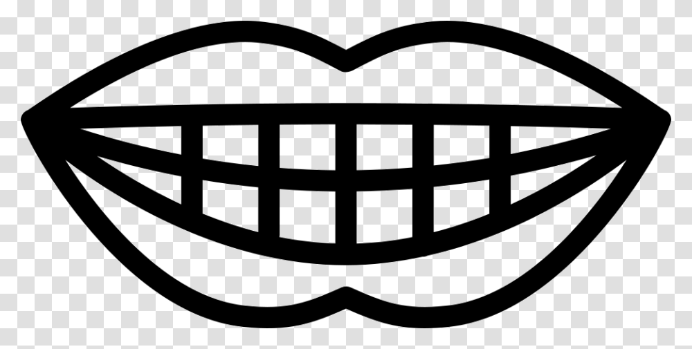 Smiling Mouth Showing Teeth Parts Of Body Teeth Outline, Stencil, Grille, Rug Transparent Png