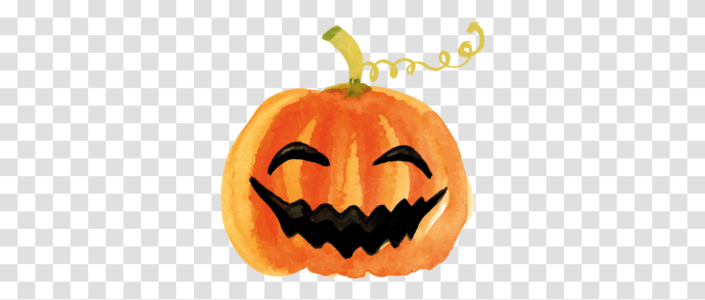Smiling Pumpkin Halloween Wall Sticker Pumpkin, Vegetable, Plant, Food, Produce Transparent Png