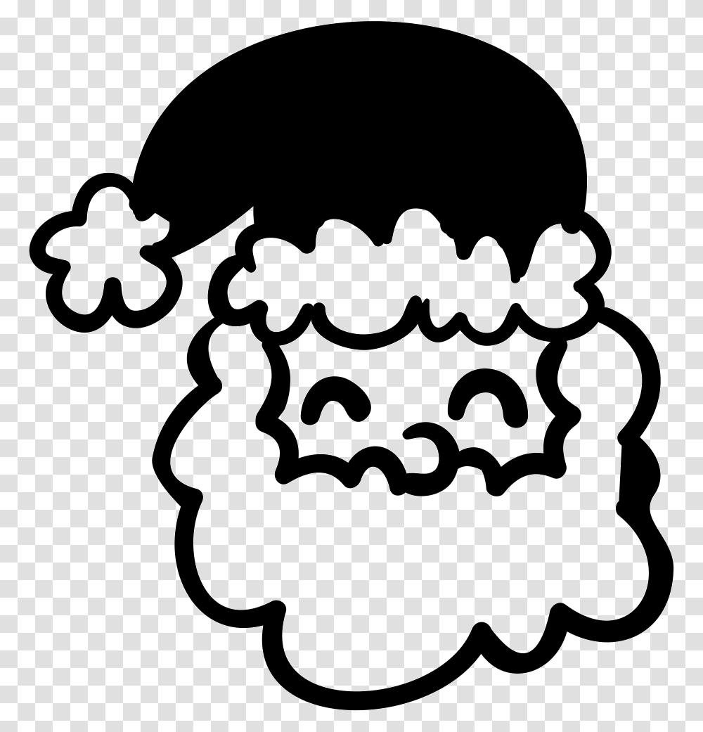 Smiling Santa Claus With Hat, Stencil, Food Transparent Png