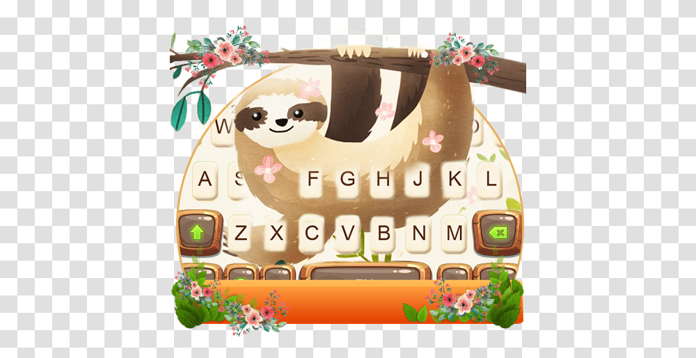 Smiling Sloth Keyboard Theme Apps On Google Play Cartoon, Graphics, Birthday Cake, Dessert, Food Transparent Png