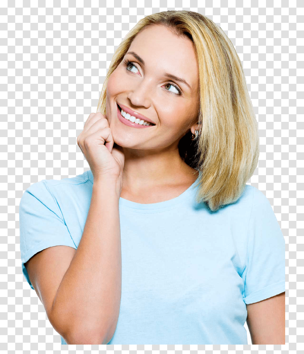 Smiling Woman Looking Up, Face, Person, Blonde, Girl Transparent Png