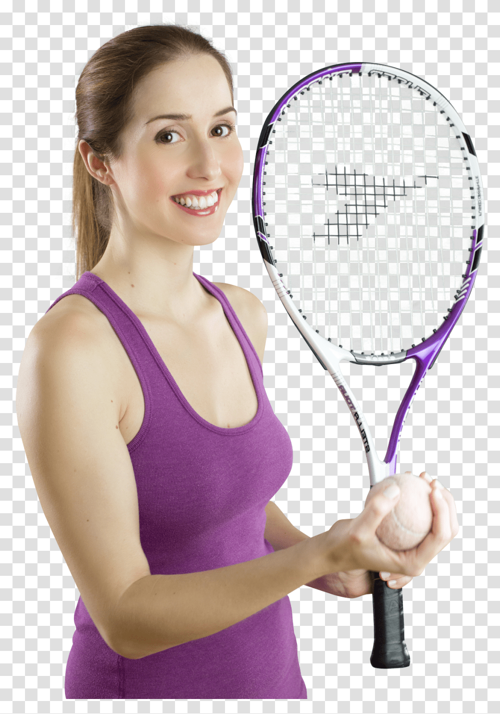 Smiling Woman With A Tennis Racket Image Woman With A Tennis Racket, Person, Human, Female Transparent Png