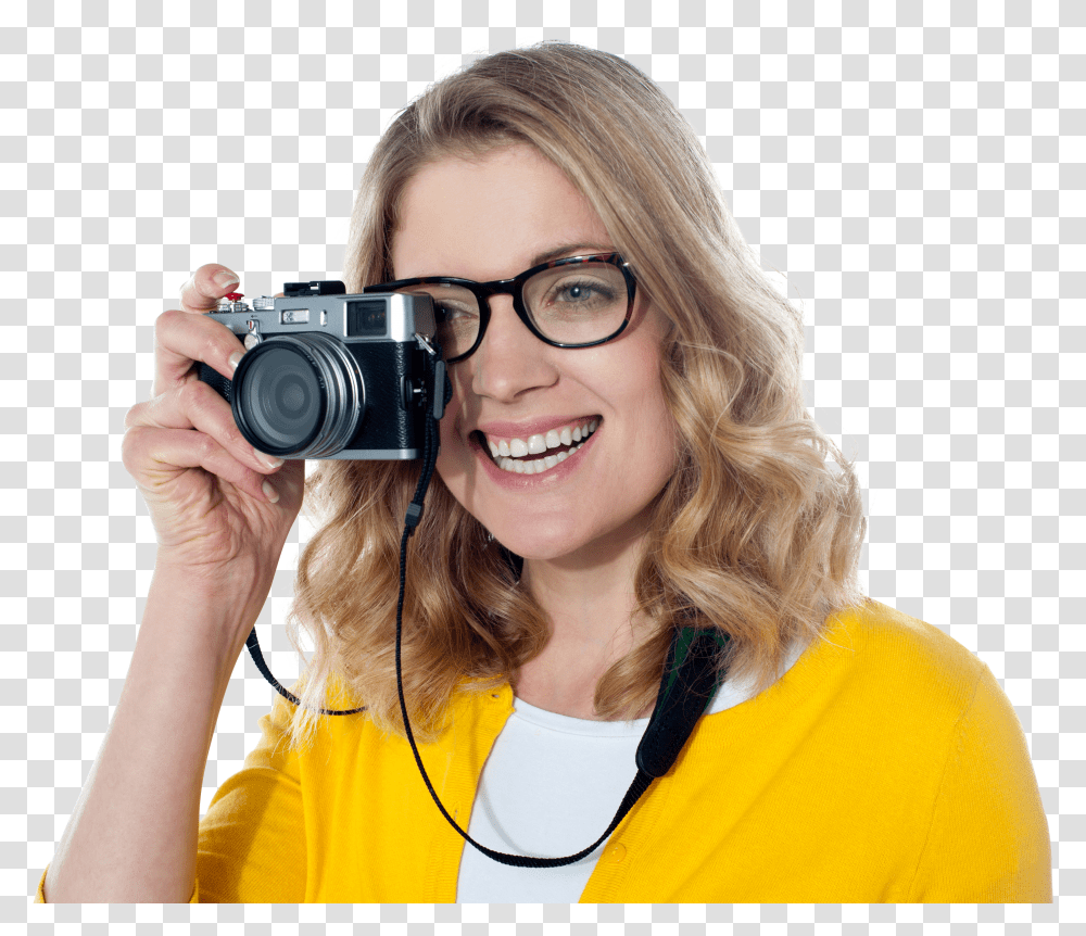 Smiling Woman With Camera Transparent Png