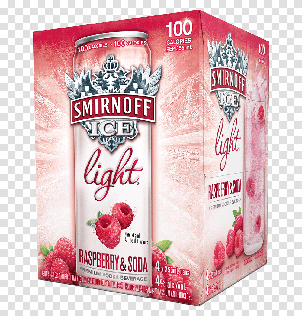 Smirnoff Ice Light Raspberry Amp Soda Smirnoff Ice, Fruit, Plant, Food, Beverage Transparent Png