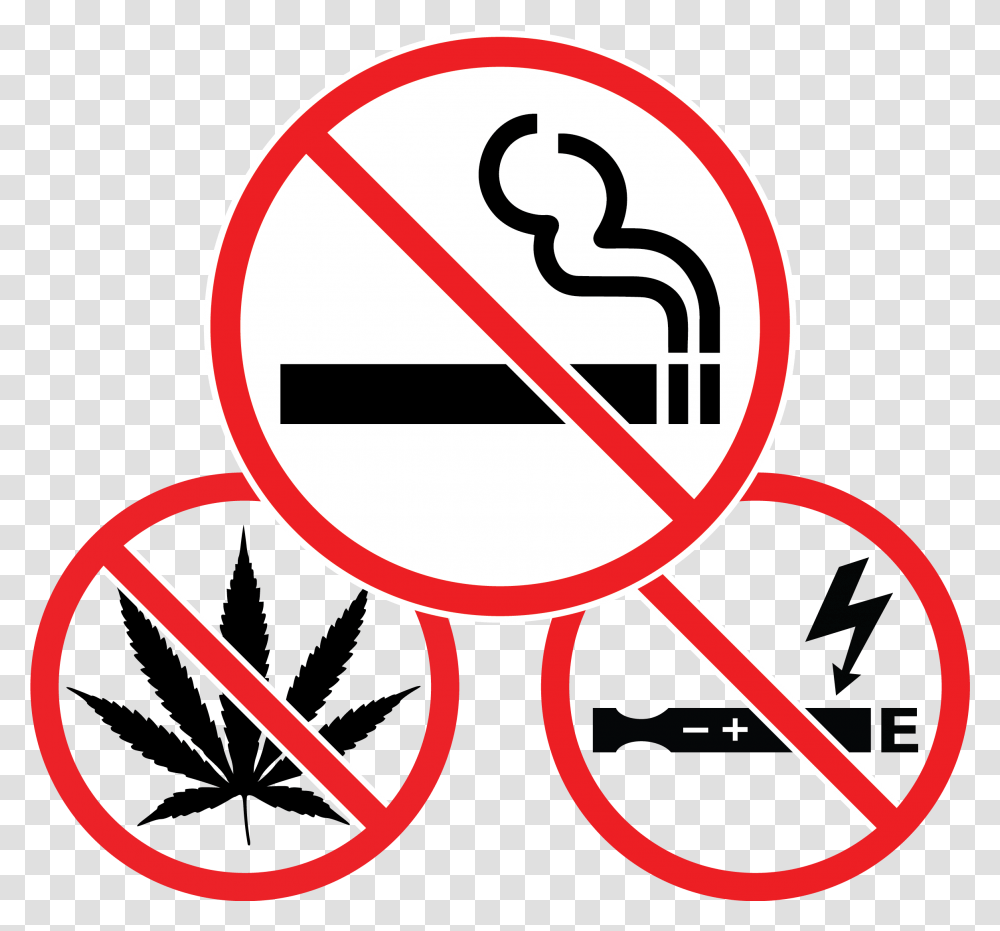 Smoke And Vape Free Signage No Smoking No Vaping No Marijuana, Symbol, Dynamite, Bomb, Weapon Transparent Png