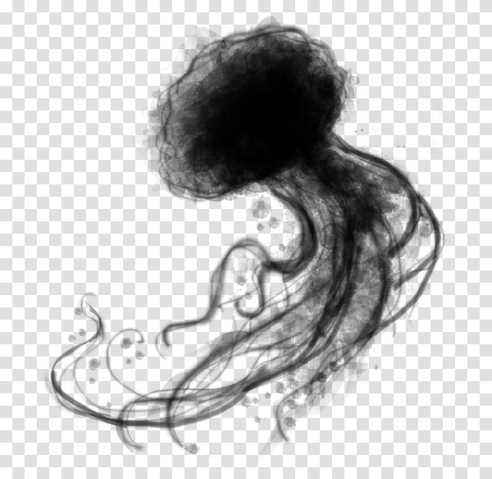 Smoke Black Jellyfish Sea Creature Life Ftestickers Black Smoke Creature Transparent Png