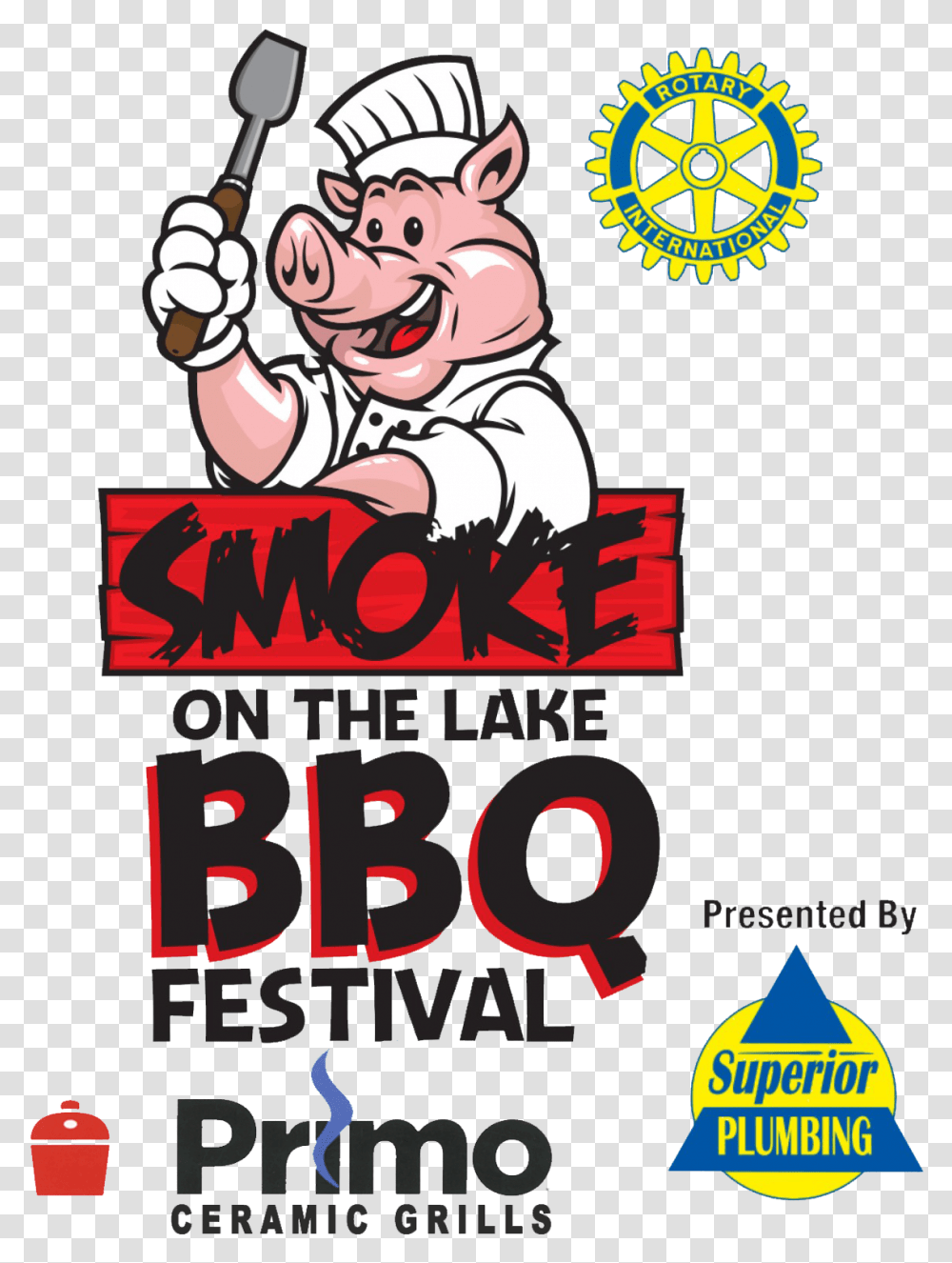 Smoke On The Lake Bbq Festival Logo With Sponsors Rotary Club, Advertisement, Poster, Paper Transparent Png