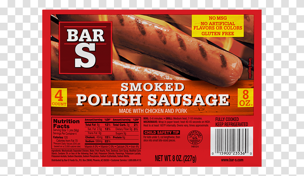 Smoked Sausage Bar S Deli Style Smoked Ham, Hot Dog, Food, Advertisement, Poster Transparent Png
