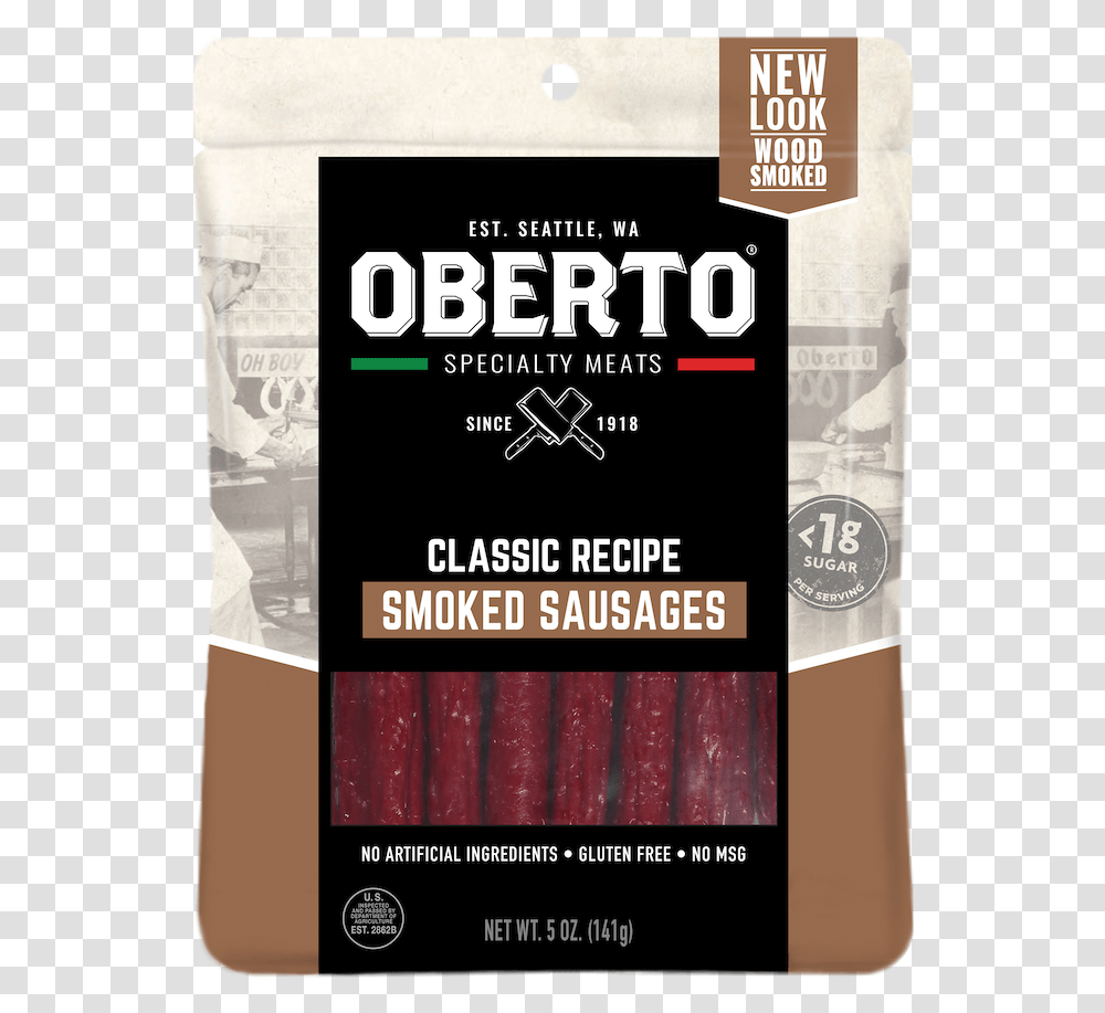 Smoked Sausage Classic Oberto Butchers Cut Bacon Jerky, Poster, Advertisement, Flyer, Paper Transparent Png