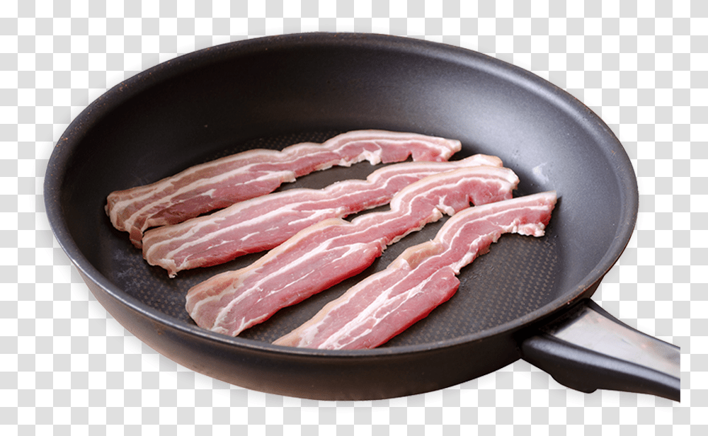 Smoked Streaky Bacon Bacon In Frying Pan, Pork, Food Transparent Png