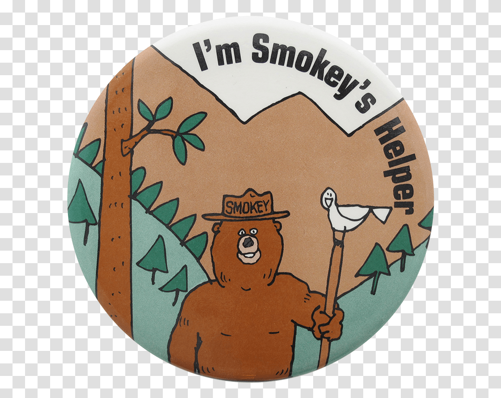 Smokey S Helper Cause Button Museum Cartoon, Label, Logo Transparent Png