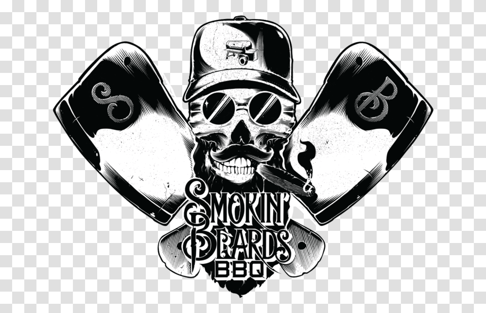 Smokin Beards Logo New Beards And Bbq, Trademark, Helmet Transparent Png