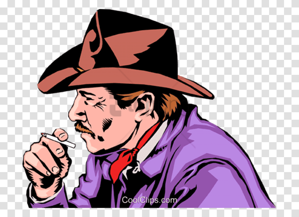 Smoking Cowboy Download, Apparel, Hat, Person Transparent Png