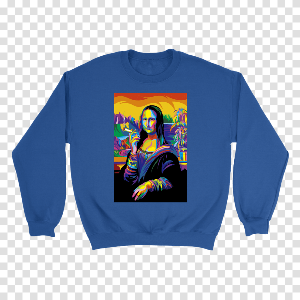 Smoking Mona Lisa Crewneck Sweatshirt Gear Fancy, Sleeve, Apparel, Long Sleeve Transparent Png