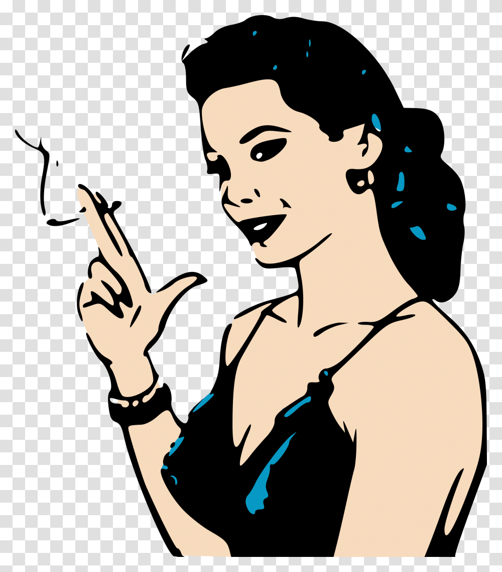 Smoking Retro Woman Icons, Person, Finger, Portrait, Face Transparent Png