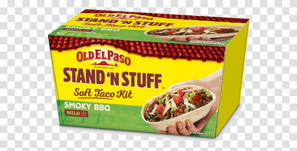 Smoky Bbq Sns Soft Taco Kit Mild Old El Paso Stand And Stuff, Hot Dog, Food, Advertisement Transparent Png