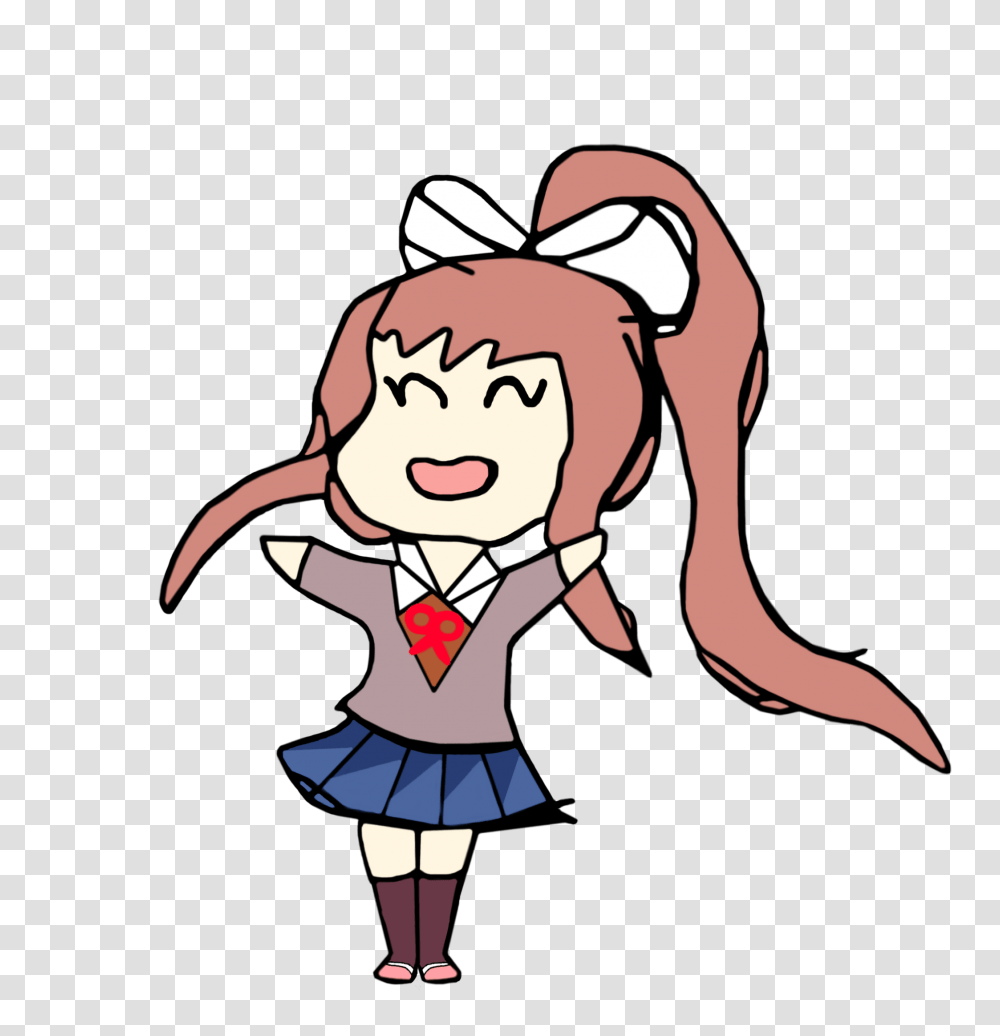 Smol Monika Is Happy To See You Ddlc, Person, Female, Girl, Face Transparent Png