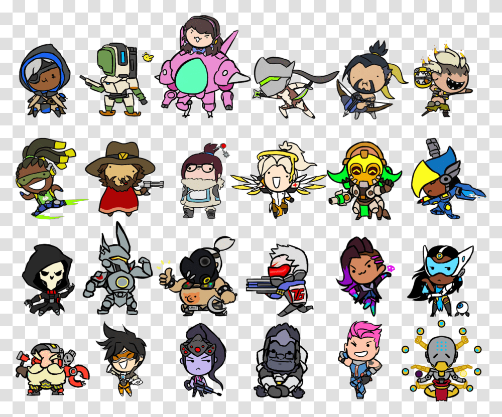 Smol Overwatch Characters, Label, Sticker Transparent Png