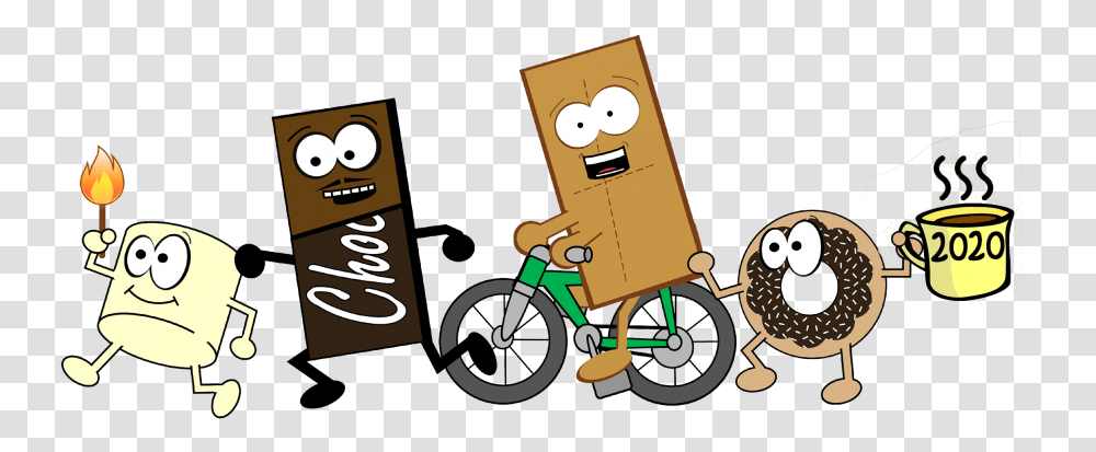 Smores Funny Cartoon Clipart, Wheel, Machine, Tricycle, Vehicle Transparent Png