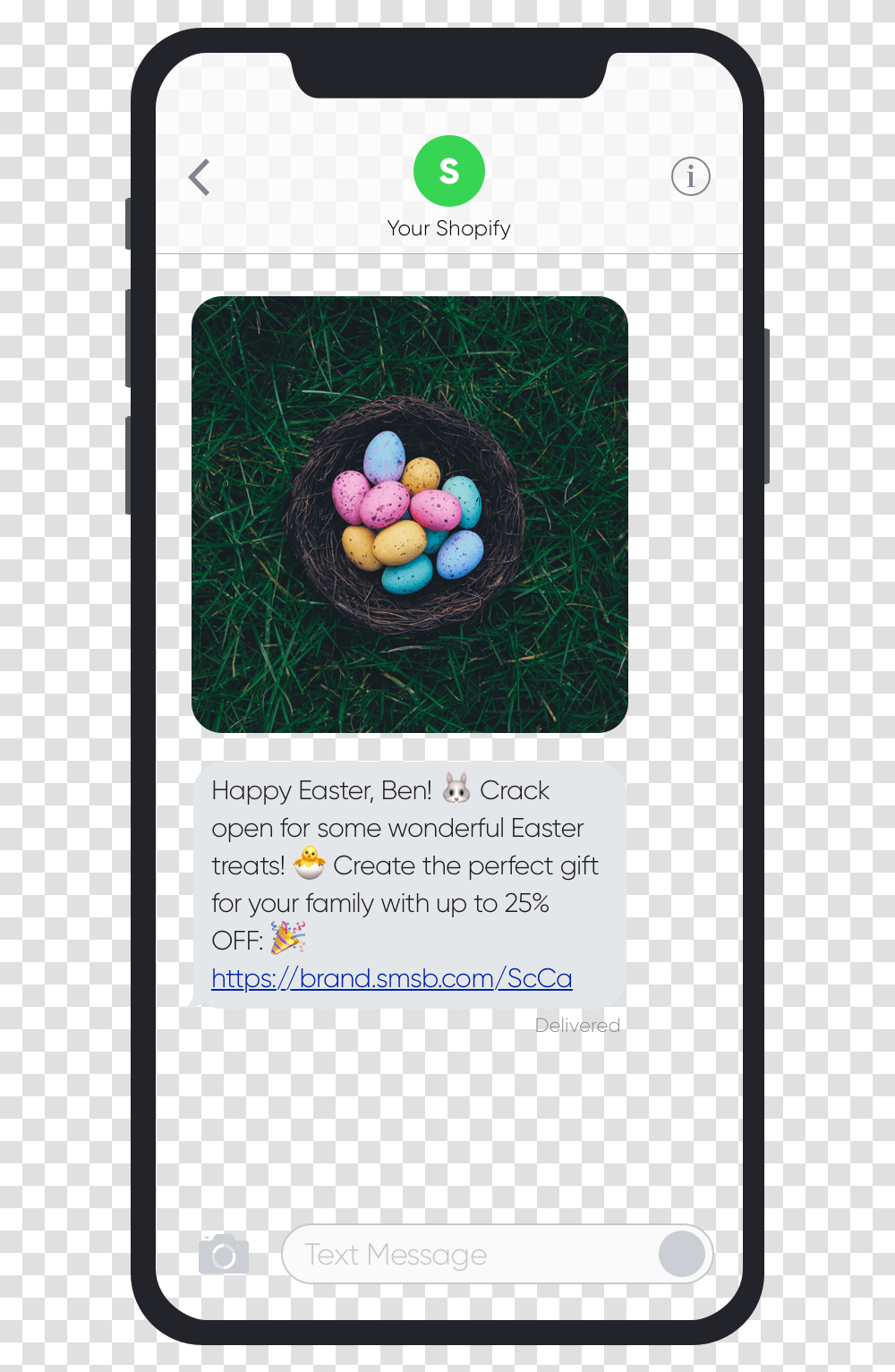 Smsbump Sms Marketing Easter 2019 Campaign Example Sms Message Marketing Examples, Food, Egg, Mobile Phone, Electronics Transparent Png