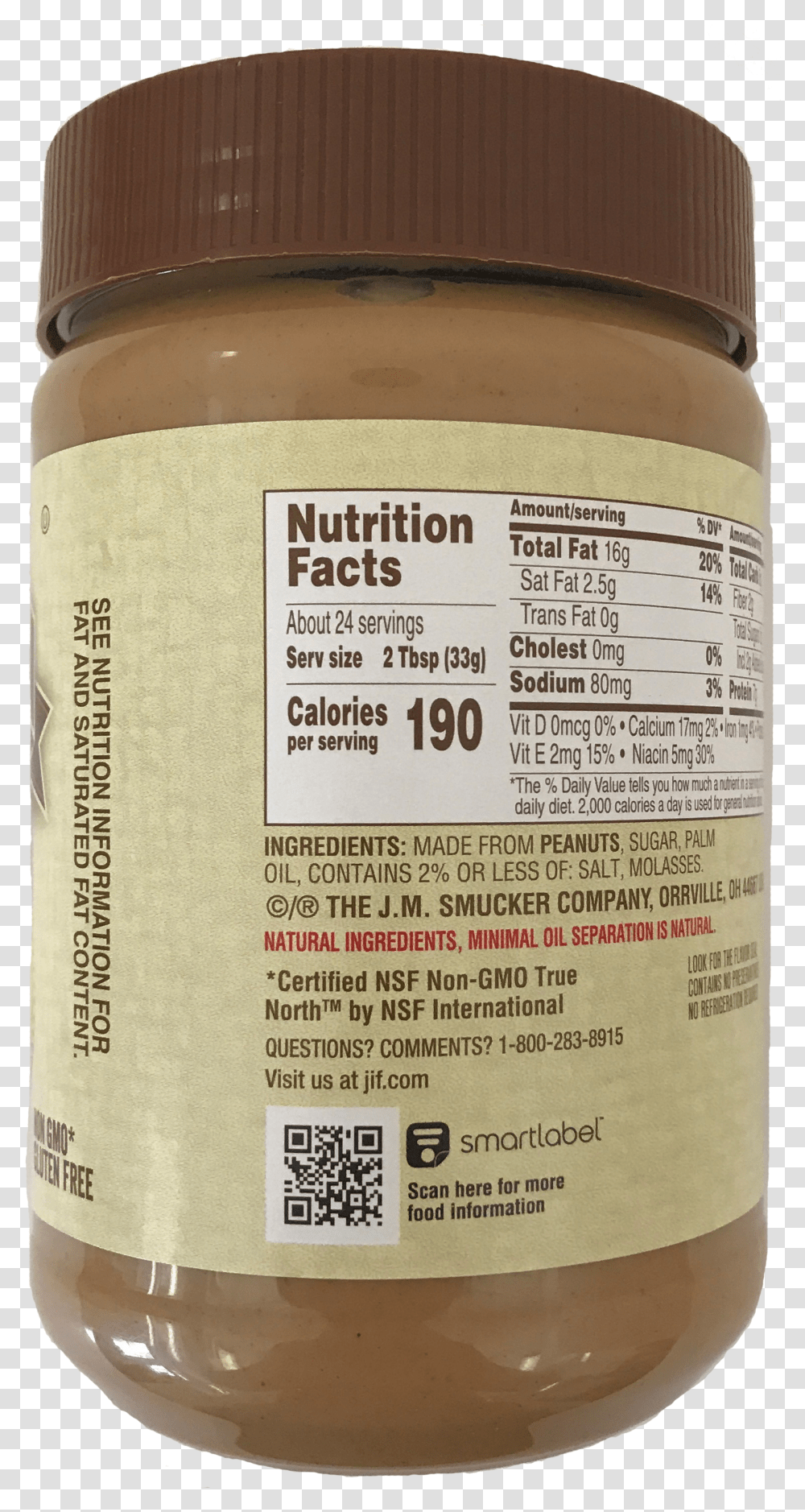 Smucker Company Jif Natural Creamy Peanut Butter Back Almond Butter Transparent Png