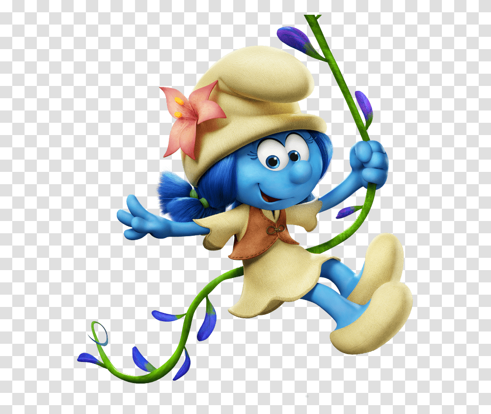 Smurf Lily Flying On Liana, Toy, Elf, Figurine, Doll Transparent Png