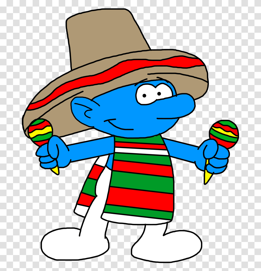 Smurf With Dance Outfit Smurfs Mexico, Apparel, Hand, Hat Transparent Png