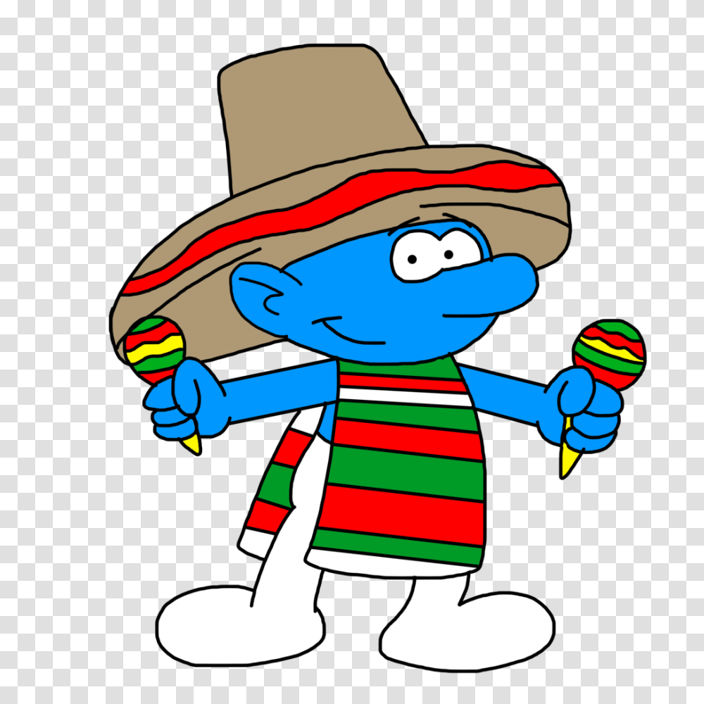 Smurf With Mexican Dance Outfit, Apparel, Hand, Hat Transparent Png