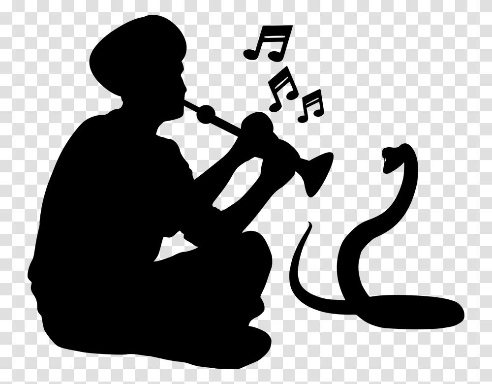 Snake Charmer Silhouette Indian Jaipur Music People Sitting Reading Silhouette, Gray, World Of Warcraft Transparent Png