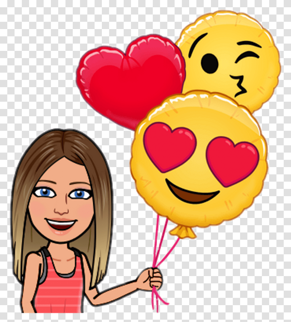 Snapchat Bitmoji Love Emoji Iphone Iphoneemoji Bitmoji Emoji, Balloon, Heart, Person, Human Transparent Png