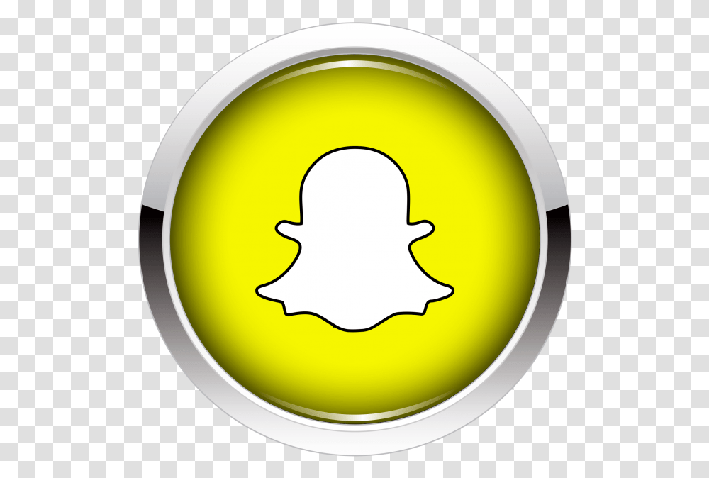 Snapchat Icon Button Image Free Download Searchpngcom Circle, Text, Symbol, Logo, Sphere Transparent Png