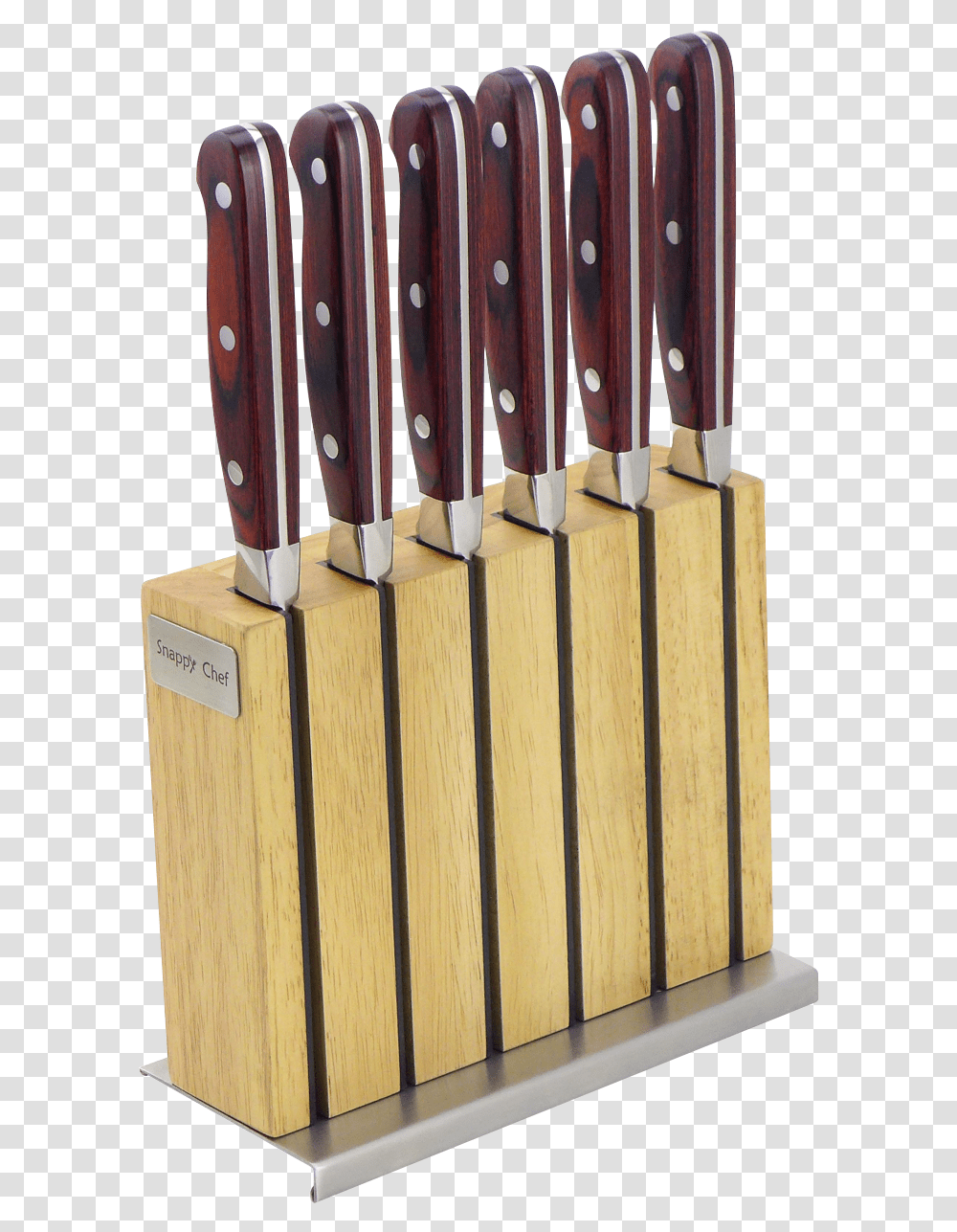 Snappy Chef 7pc Steak Knife Set With Block Knife, Cutlery, Tool, Fork, Wood Transparent Png