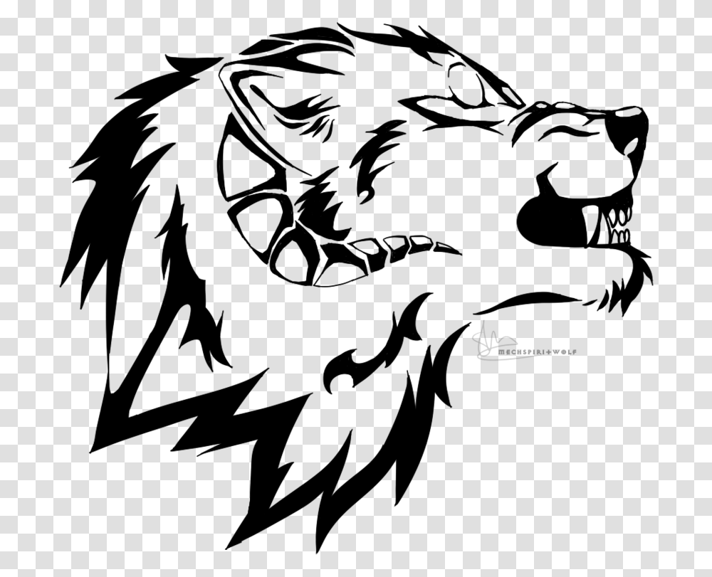 Snarling Horned Wolf Tattoo Design By Xkingbadwolf Snarl, Gray, World Of Warcraft Transparent Png
