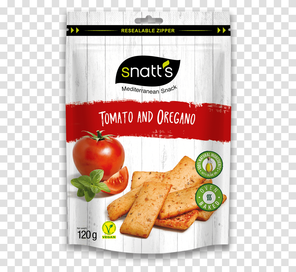 Snatts Tomato Amp Oregano Snacks, Plant, Food, Vegetable, Bread Transparent Png