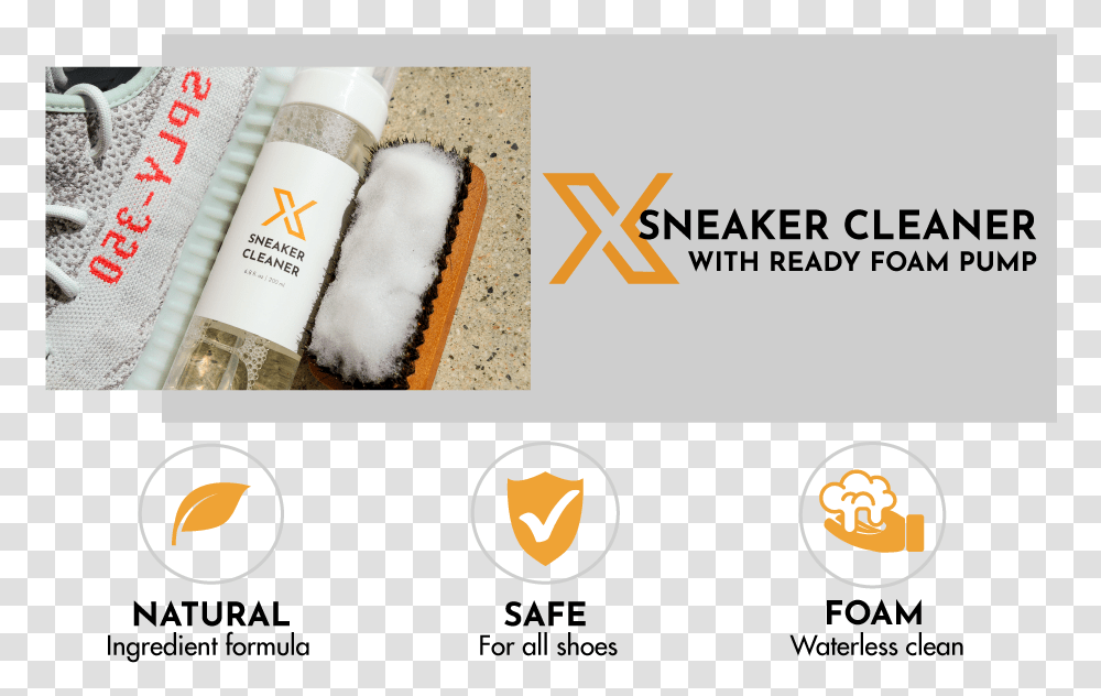 Sneaker Cleaner Title And Natural Safe And Foam Icons Label, Bottle, Cosmetics, Outdoors Transparent Png