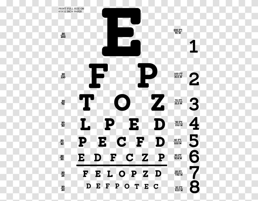 Snellen Test Chart Diagnostic Doctor Eye Health Snellen Eye Chart, Gray, World Of Warcraft Transparent Png