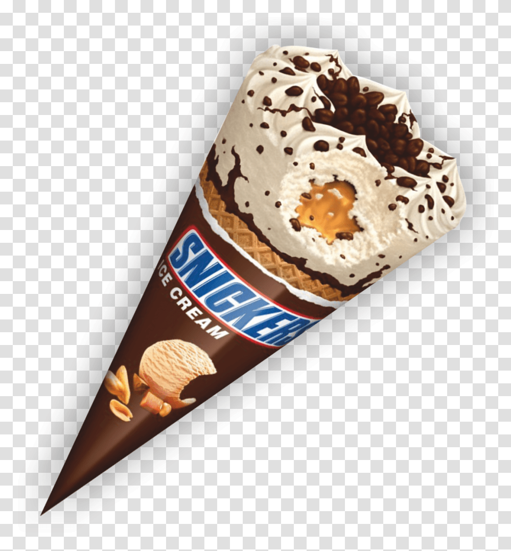 Snickers Ice Cream Cone, Dessert, Food, Creme, Sweets Transparent Png