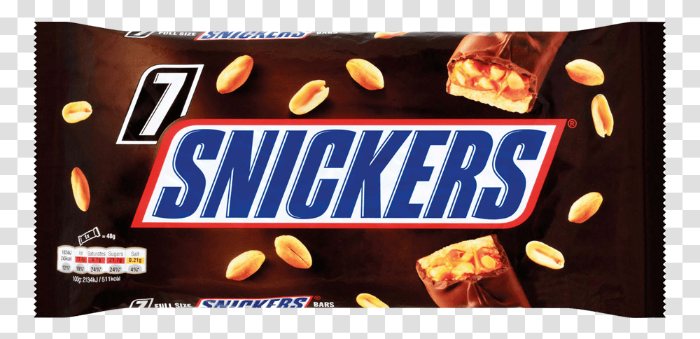 Snickers Multipack 7x48g Snickers A Chocolate, Sweets, Food, Plant, Candy Transparent Png