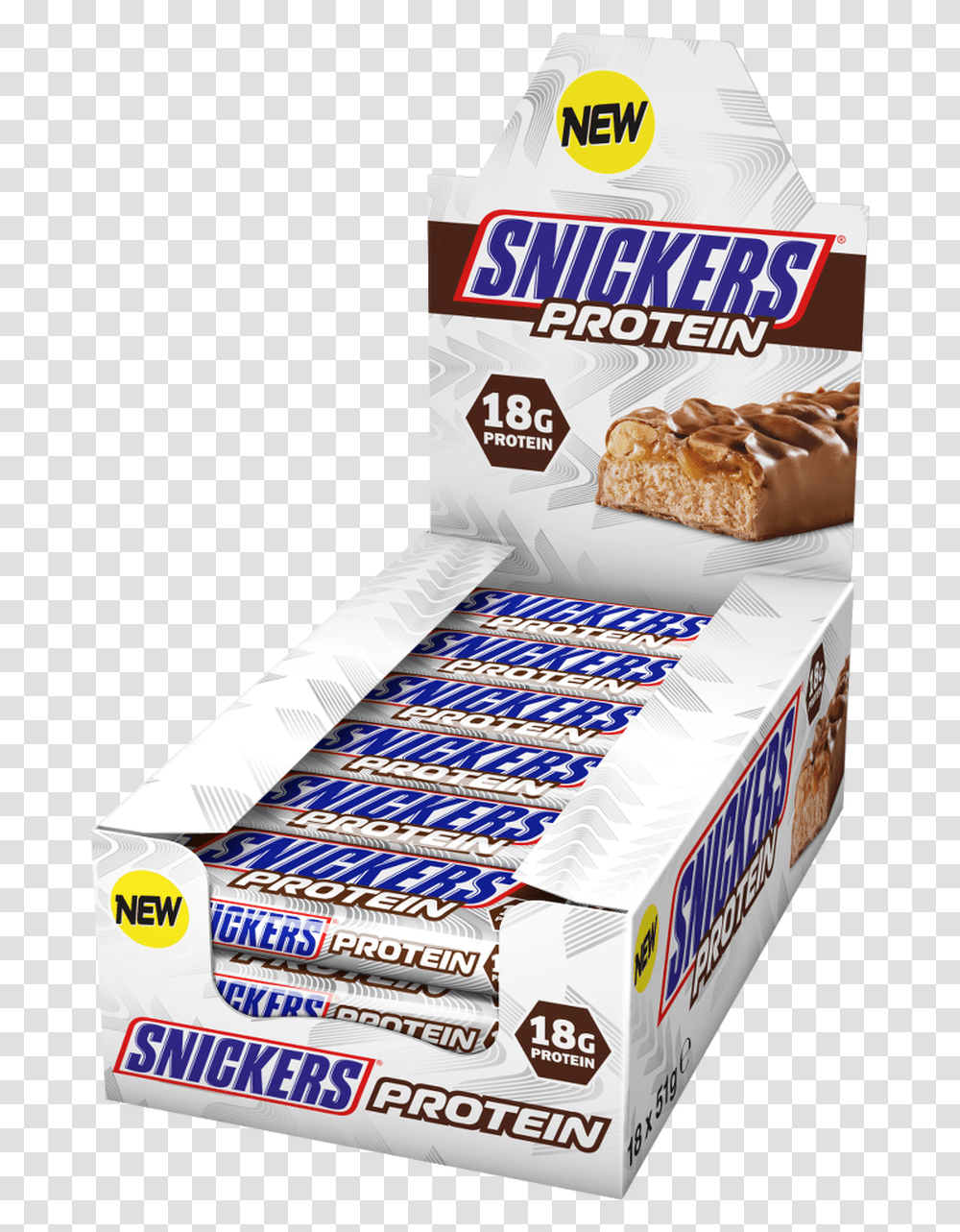 Snickers Protein Bar 51 G X 18 Bars Pack Snickers, Bread, Food, Box, Bread Loaf Transparent Png
