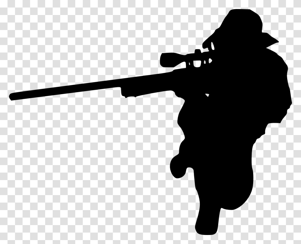 Sniper Rifle Silhouette Soldier Silhouette Background, Person, Human, Gun, Weapon Transparent Png