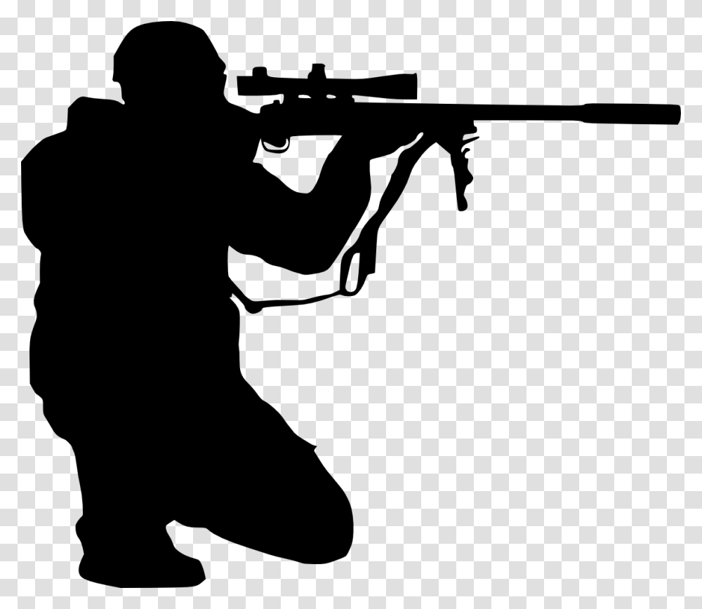 Sniper Sniper By Liam O Flaherty, Person, Human, Silhouette, Gun Transparent Png